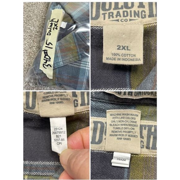Duluth Trading Co Mens Button Down Heavy Flannel Plaid sz 2XL XXLARGE Shacket - Picture 9 of 12